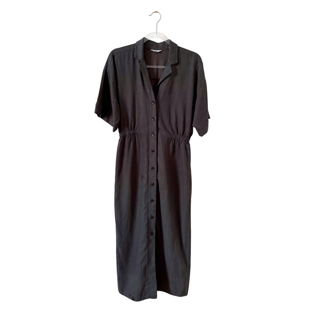 Faherty Topanga Drape Shirtdress Tencel Linen Blend Washed Black Small - Picture 4 of 9
